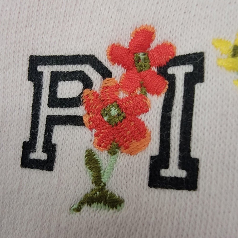 PINK Victorias Secret Hoodie Womens M Pink Floral Logo Embroidered Crop Pullover - Picture 7 of 14